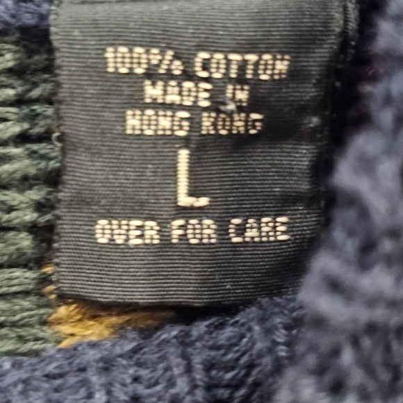 Y2K Structure 3D Multi-Colored Striped Crew Neck Cotton Size Mens L - Picture 4 of 10